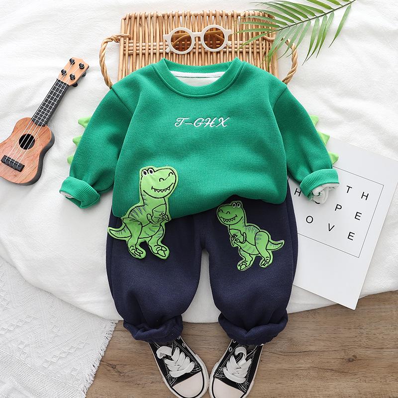 Set elegant de iarnă pentru băieți, din două piese, hanorac plus catifea și pantaloni de trening