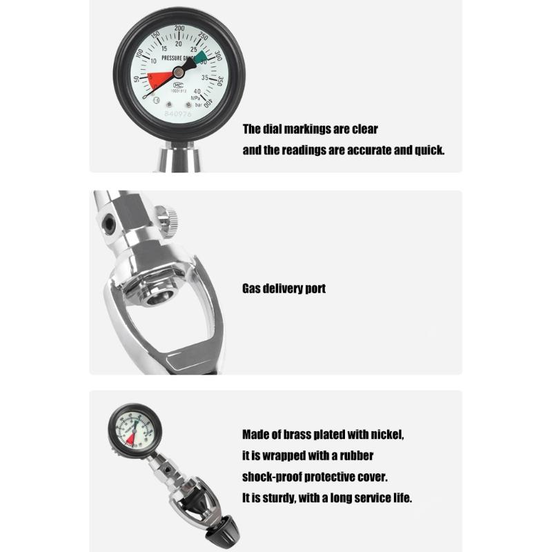 Scubas Diving Cylinder Pressure Gauge High Precisions Luminously Pressure Dials Submersible Diving Pressure Gauge Enduring