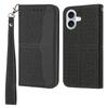 For iPhone 17 Case Woven Texture PU Leather Wallet Phone Cover with Wrist Strap