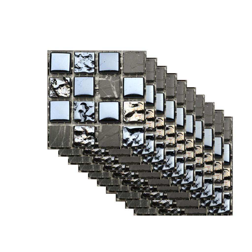 10PCS Self-adhesive Bathroom Kitchen Decor Home Wall 3D Tile Sticker