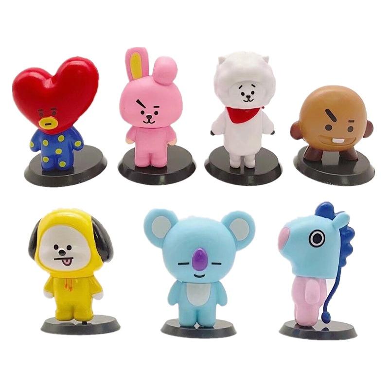 BTS BT21 7-teiliges Set Babyphone-Figuren, Ornamente, Tortenaufsatz, Spielzeug, Geschenk