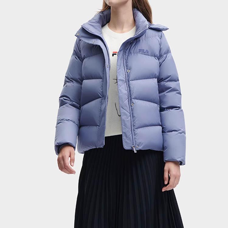 Fila Heritage Series Solid Color Hooded Casual Down Jacket Women Outerwear Medium-Purple-Blue F11W348916F-BU