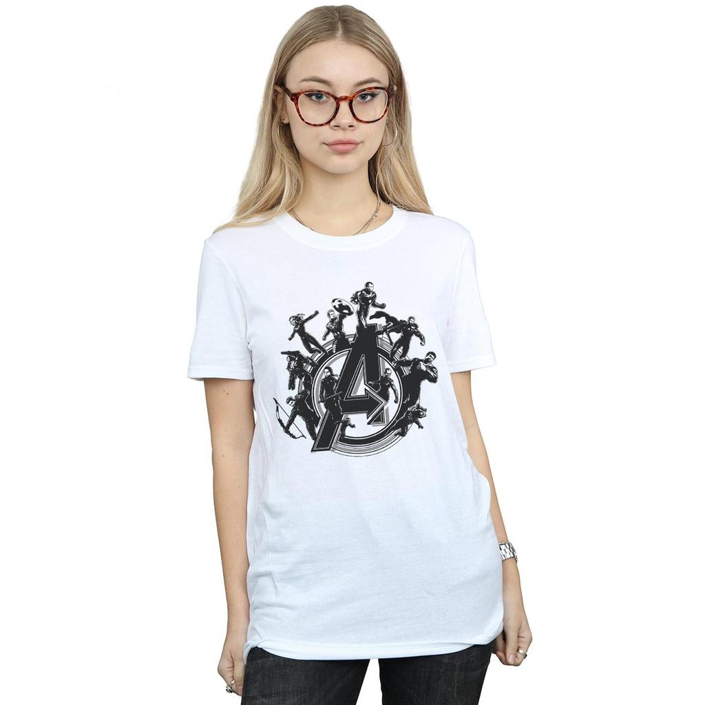 Marvel Womens/Ladies Avengers Endgame Hero Circle Cotton Boyfriend T-Shirt