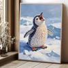 DIY 5D Pearl Bead Painting Kit with Frame Cute Penguin Chick Shiny Canvas Art for Bedroom Wall Decor and Special Gift Giving Accessories