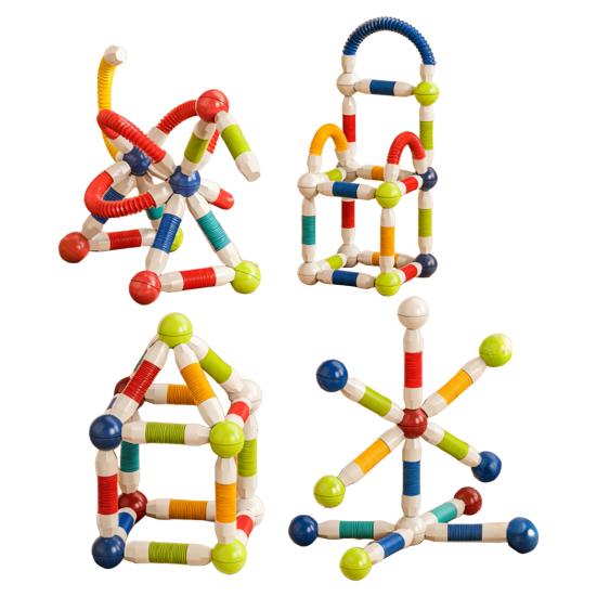 Expandable Magnetic Building Sticks Flexible Rods with Strong Magnets Kids STEM Learning Toys for Creative 3D Shapes