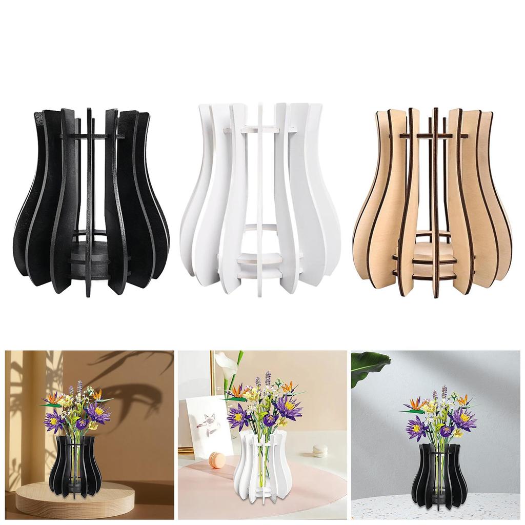Wooden Puzzle Vase Bouquet Arrangement Vase Building Set for Christmas Holidays Festivals Study Office Housewarming Gifts