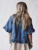 Autumn Women's Ruffle Hem Tassel Denim Top