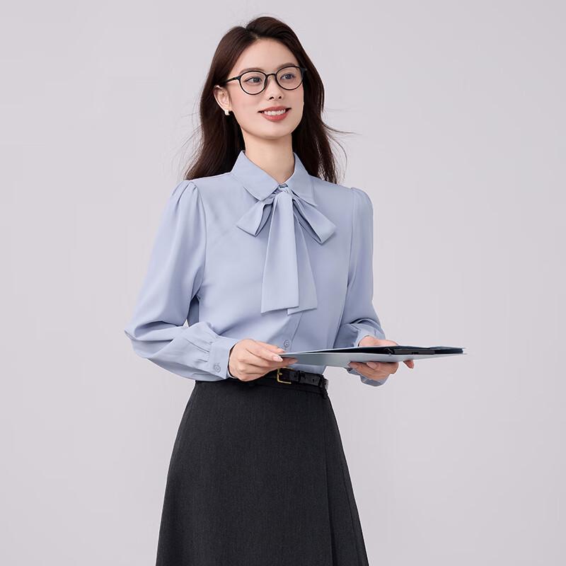 TLUOMAN Women's Non-Iron Detachable Bow-Tie Blouse