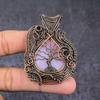 Natural Rose Quartz Handmade Copper Wire Wrap Tree Of Life Pendant 2.56" K8a22