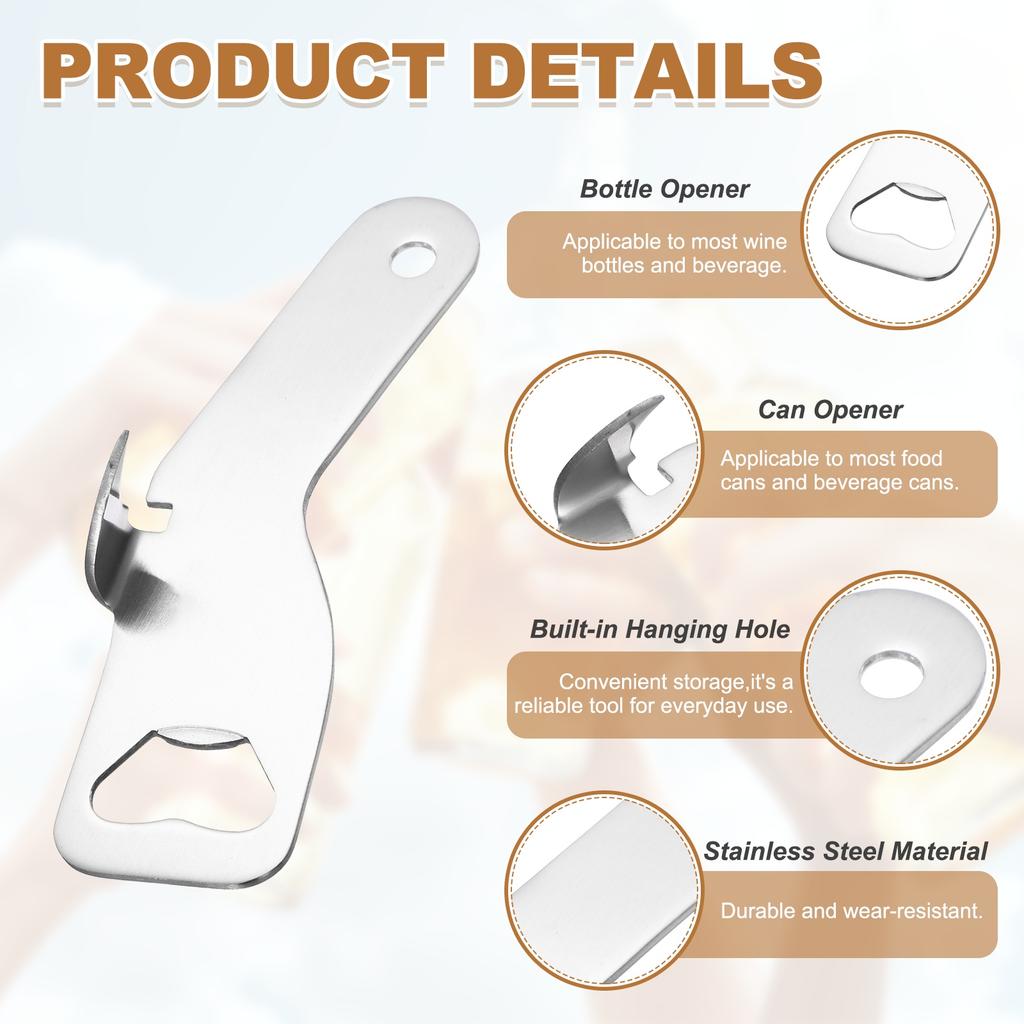 Stainless Steel Bottle Opener, Manual Can Punch Bottle Opener, Versatile Can Tapper for Beverage Beer Soda Cans Kitchen Camping