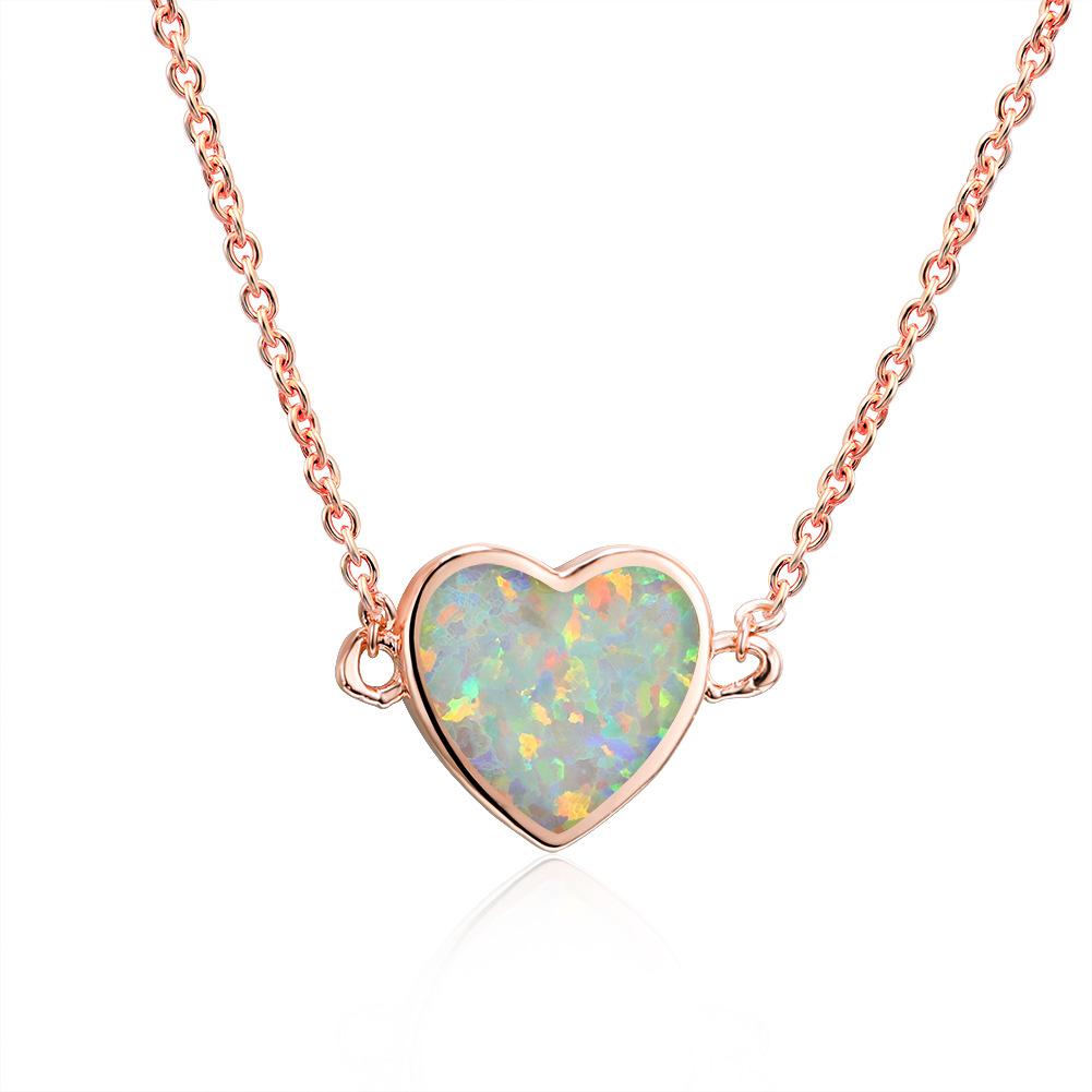 French Rose Gold Heart Shaped Necklace with European and American Style Simple and Fashionable Temperament
