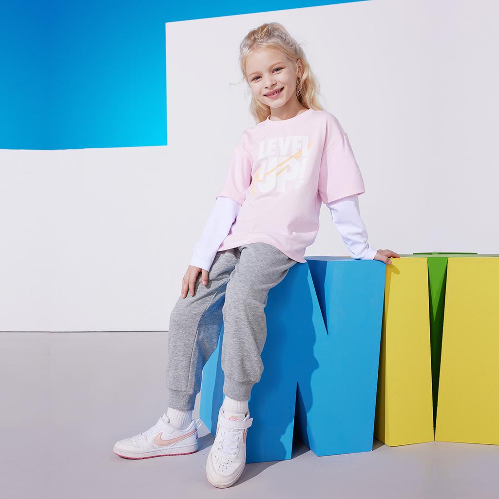 Nike Casual Sports Suit Comfortable Soft Simple Elegant Kids Suit Cherry-Blossom-Pink N32432267GS-005