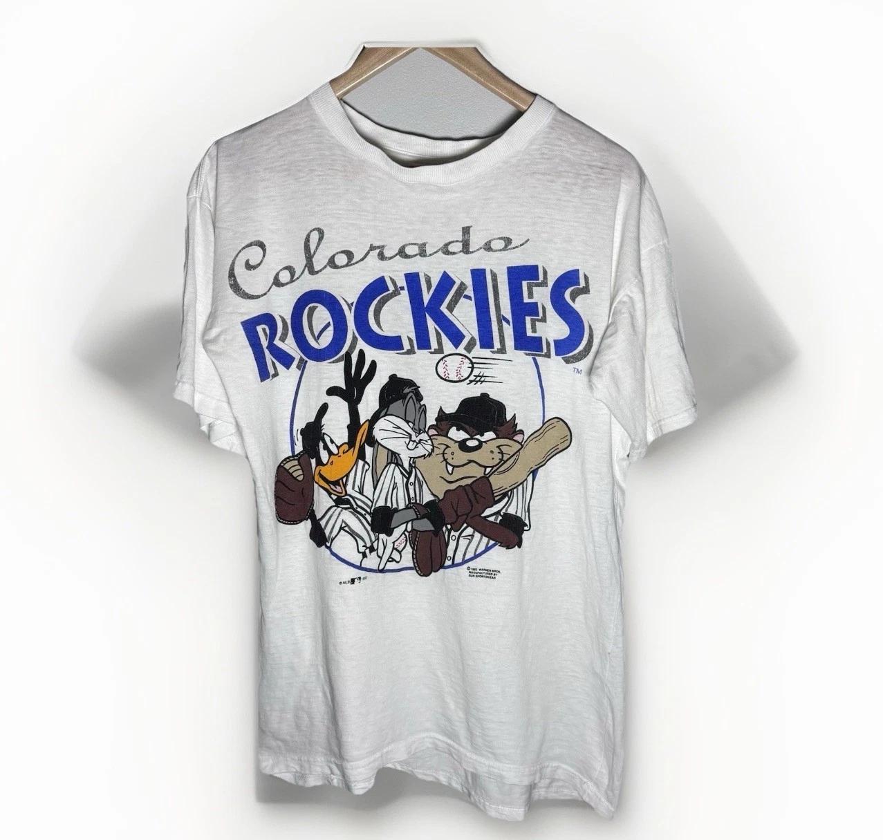 

VTG 93 Colorado Rockies Looney Tunes TAZ Bugs Bunny Daffy Duck THIN T-Shirt 2XL