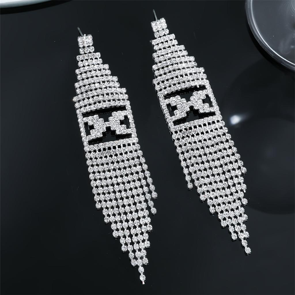 High-end Luxury Full Diamond Long Fringed Earrings for Women