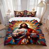 3PCs ReligiousIconography Design Cover Set, Breathable Fabric, Machine Washable (1 Duvet Cover + 2 Pillowcases) (Without Quilt) Yy250911103