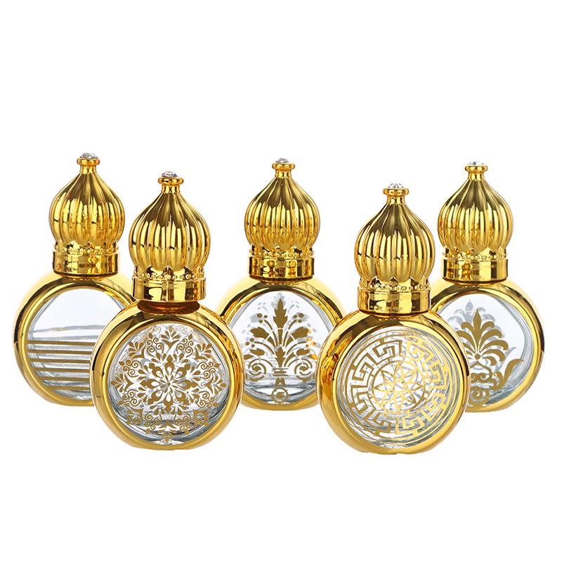 10Ml Portable Essential Oil Roller Bottle Gold Crown Shape Perfume Bottles