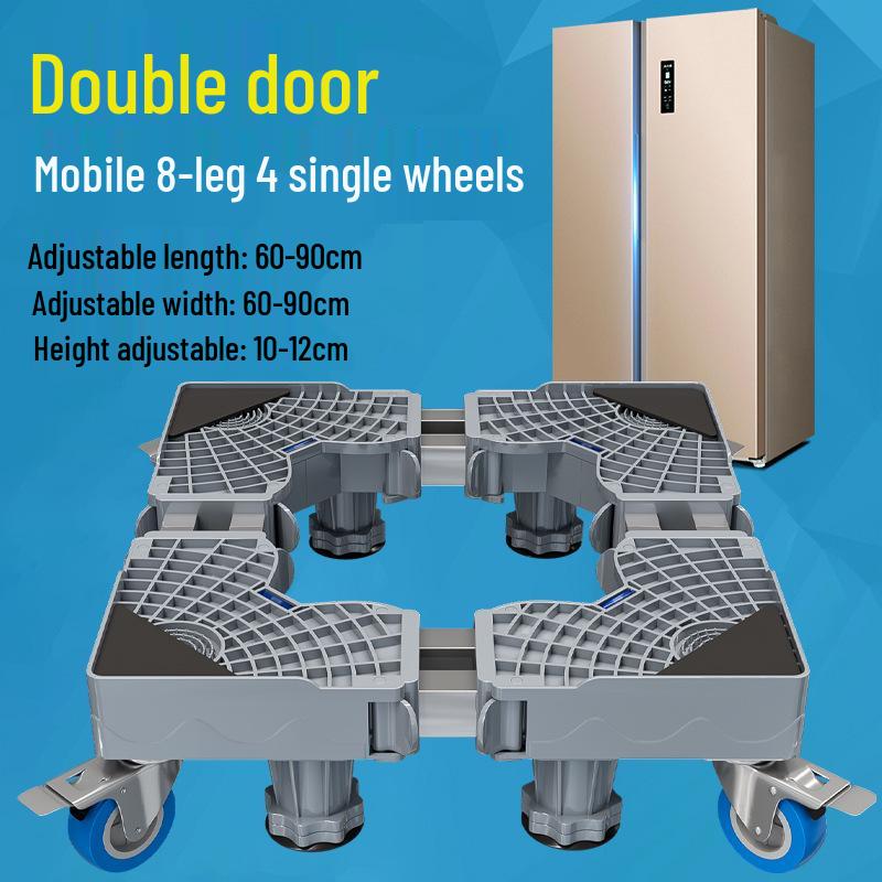 Adjustable Appliance Base Stand: Mobile, Ventilated, Moisture-Proof Refrigerator & Washer Rack