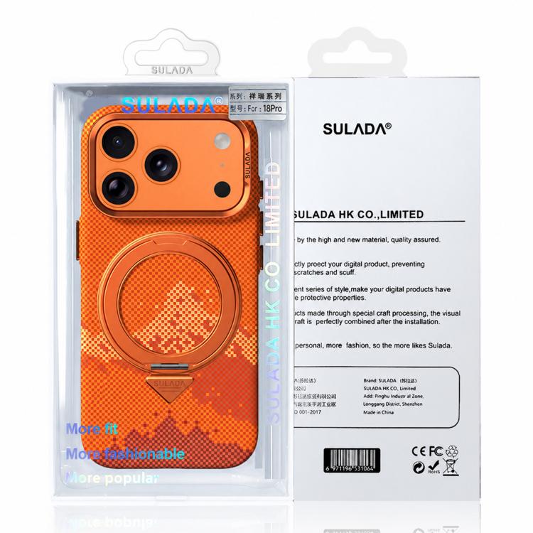 SULADA Kevlar Pixel Grid Texture Rotation Magnetic Holder Phone Case