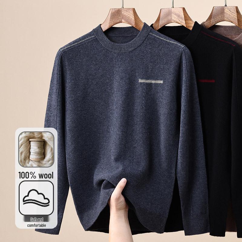 Men's 100% Pure Wool Sweater: Autumn/Winter 2025 Fashion Base Layer for Sports & Outdoors