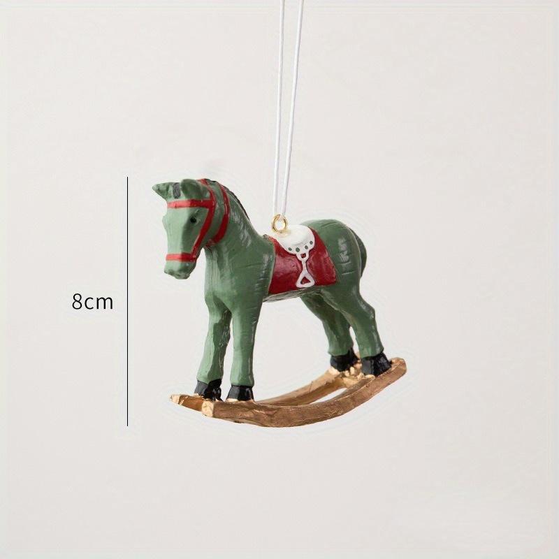 3D Rocking Horse Small Pendant Christmas Tree Decoration Hanging Ornament Retro Christmas Decoration