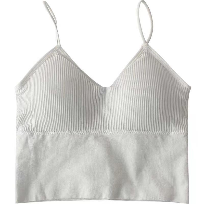 Hot-Selling Ribbed Little Bear Camisole with Chest Pads – Stylish Sports Tank Top