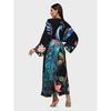 Beach Kimono Cover Ups for Women Plus Size Black Peacock Printed Summer Holiday Bathing Suits with Belt
