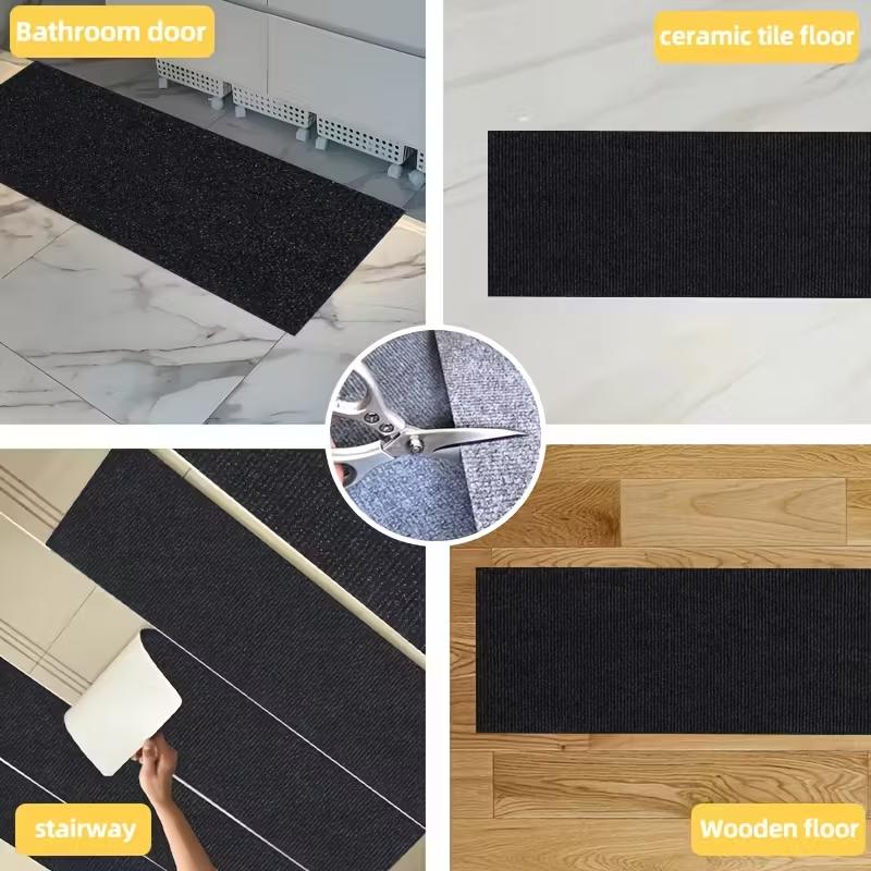 1PC 20x80cm Non-Slip Carpet Stair Treads Non-Skid Safet Rug Slip Resistant Indoor Runner for with Reusable Adhesive - Gray - Car