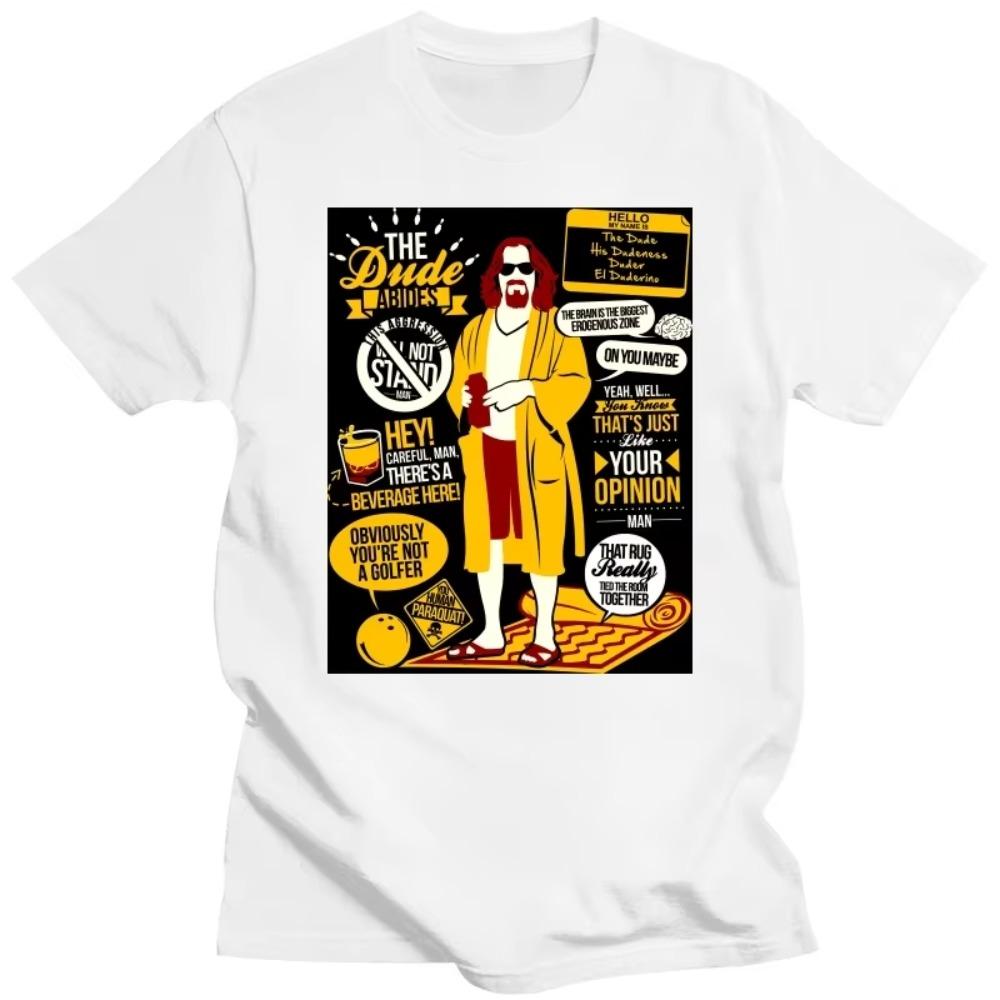 Mens Funny The Dude Quotes T Shirt Short-Sleeve Cotton The Big Lebowski Tshirt Designer Humor Tee Tops Comedy Film Apparel Gift