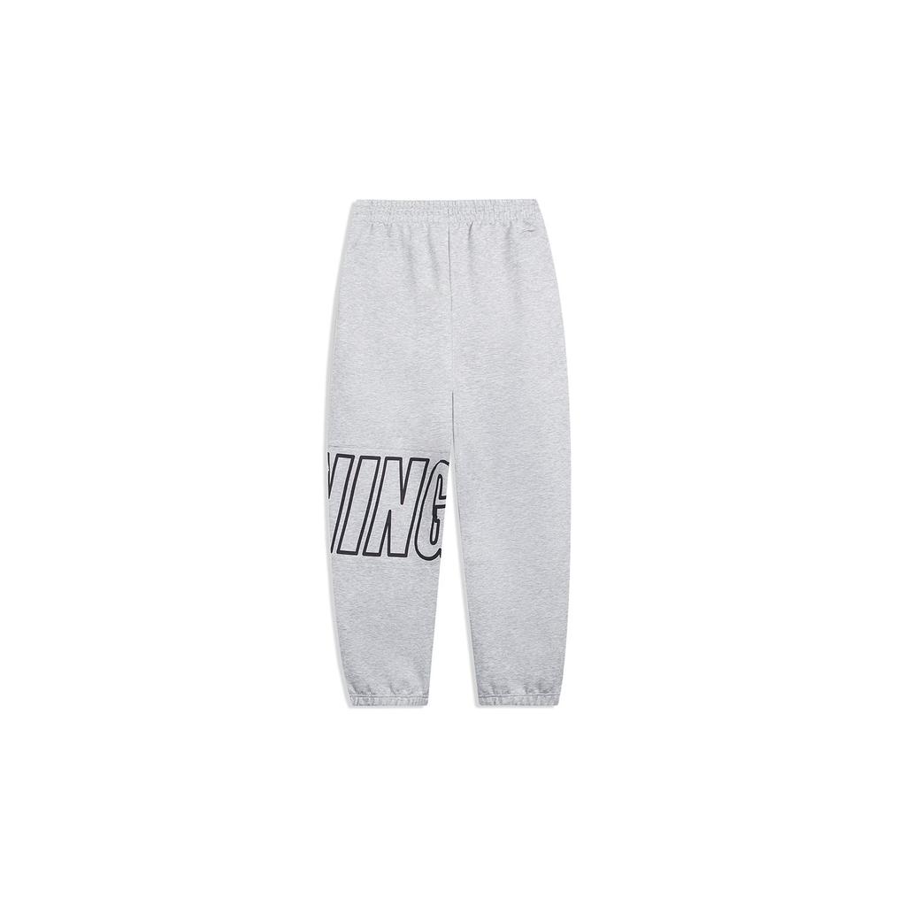 Li-Ning Sports Lifestyle Series Letter Print Drawstring Knit Joggers Men Bottoms Floral-Grey AKLT533-1