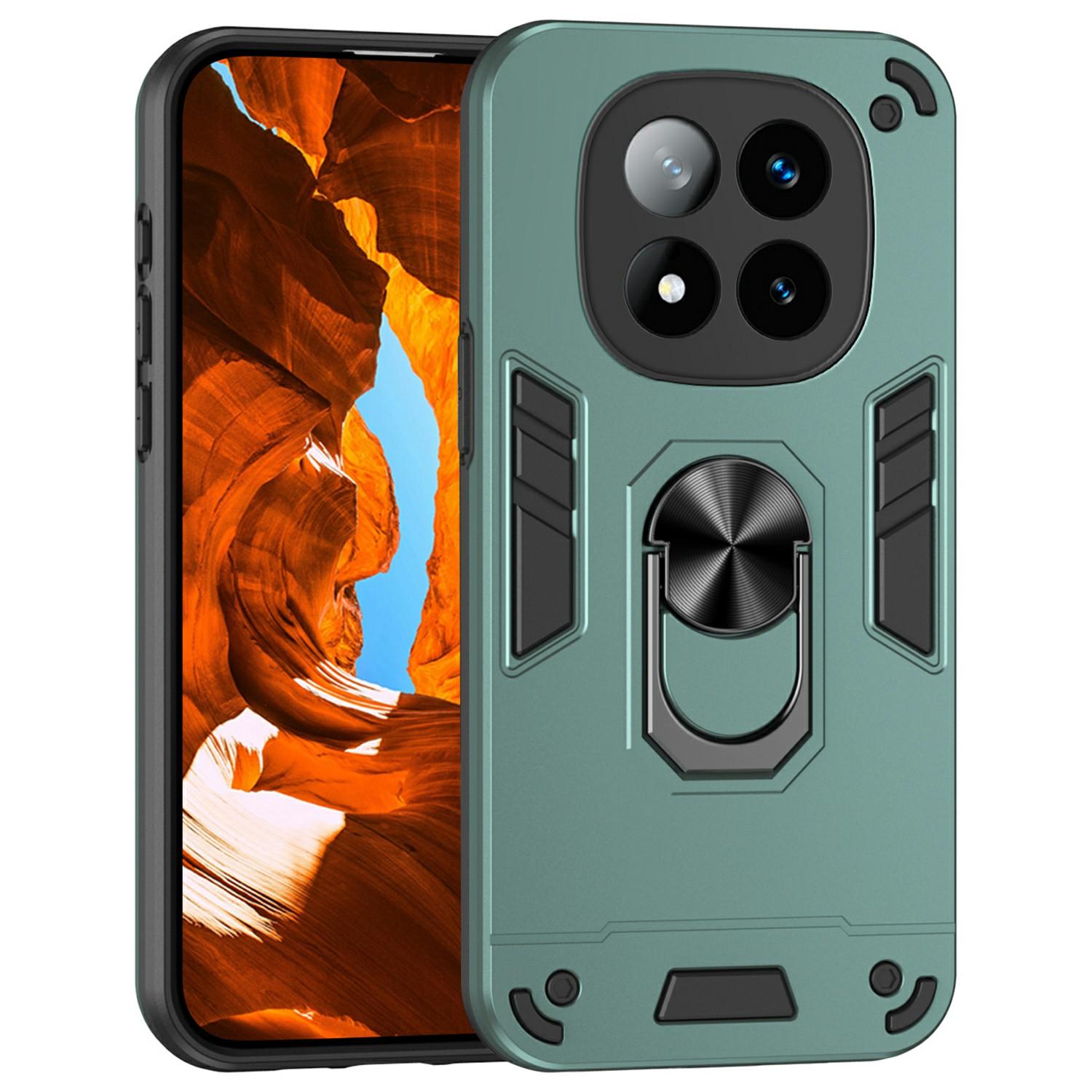 

Чохол для Xiaomi Redmi Note 14 Pro+ 5G PC+TPU Захист від падінь Чохол для телефону з кільцем-підставкою Green