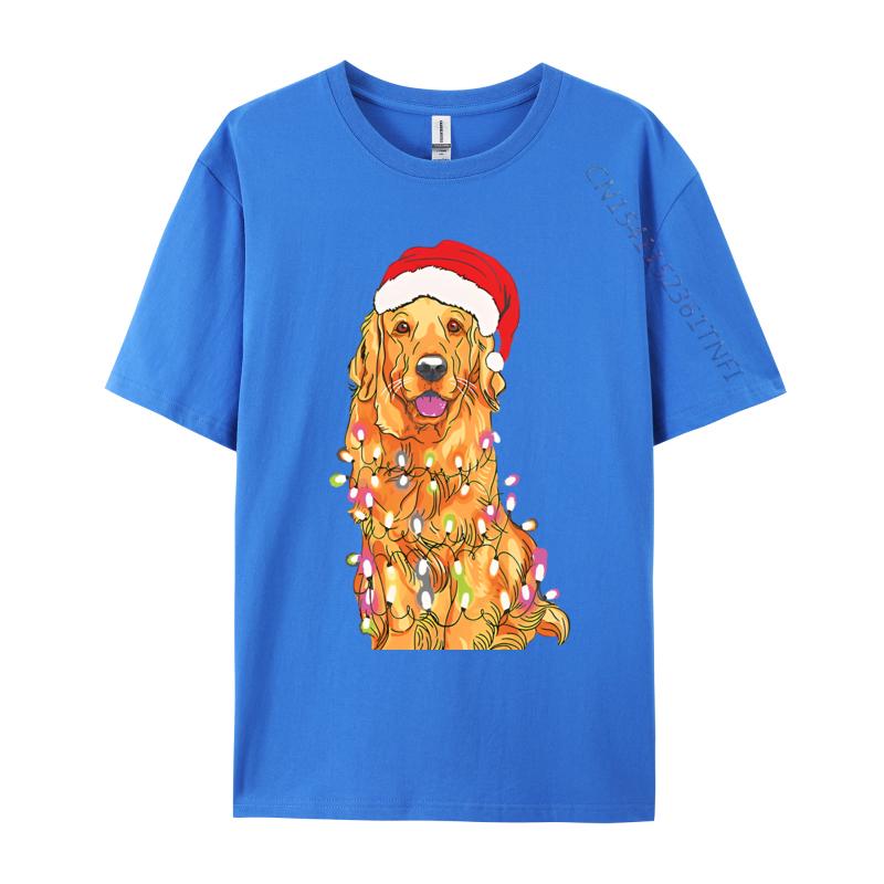 Christmas Pajama Golden Retriever Tshirts Cotton High Street Teeshirt Hip Hop Men Top Tshirts 3D Style