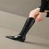 Fashion Women's new autumn and winter pointed leather cowhide heel, extra large and knee high, side zippered western boots