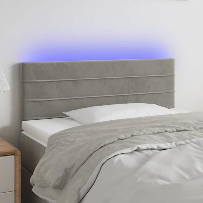 VidaXL Tête de Lit à LED Meuble de Chambre à Coucher Accessoire de Lit Simple Tête de Cadre de Lit Intérieur Gris Clair 3121794
