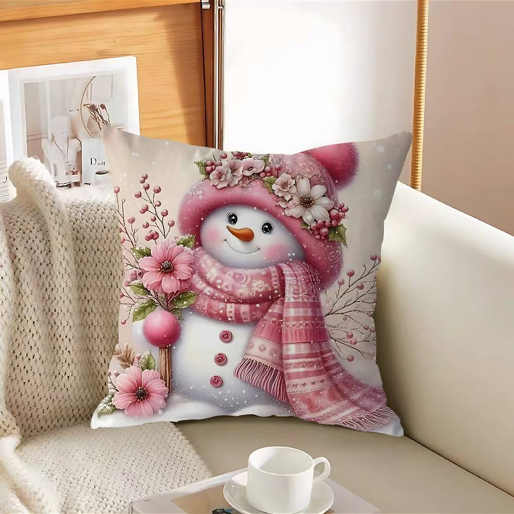 

Christmas Snow-manS Cushion Cover Pillowcase Upholstery Sofa Throw Pillow Home Decor Pillowcas 12x12Inch