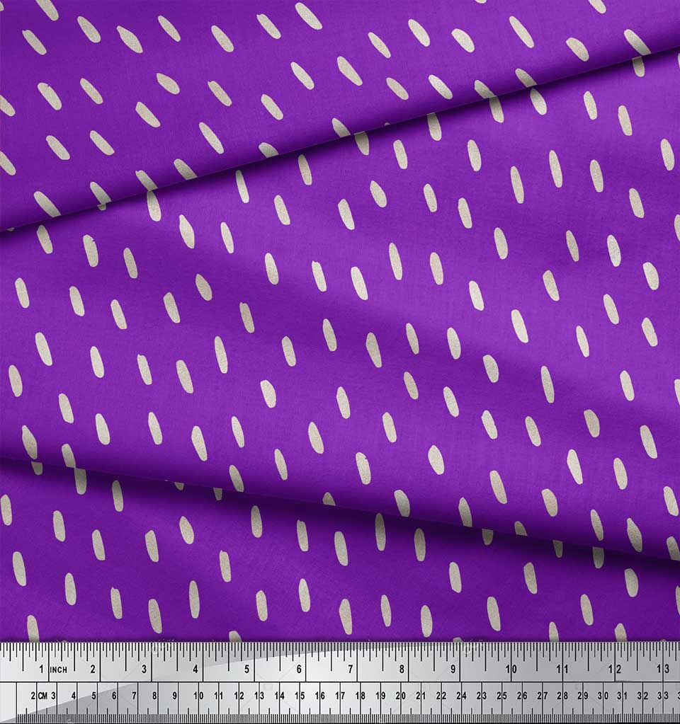 Soimoi Purple Japan Crepe Satin Fabric Brush Stroke Abstract Fabric Prints By metre 42 Inch