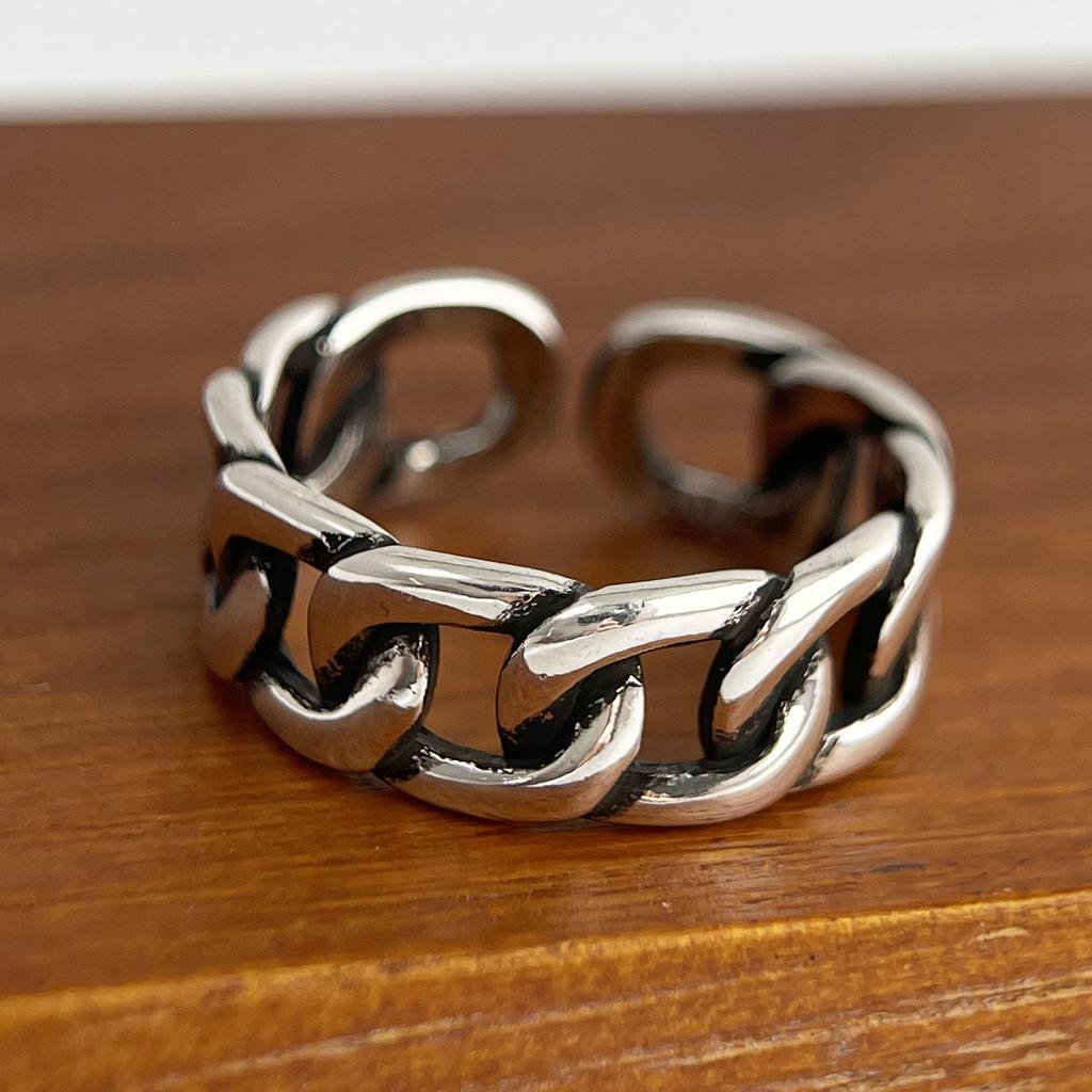 925 Sterling Silver Rings for Women Couple Minimalist Handmade Simple Retro Chain Ring Fine Jewelry Gift Prevent Allergy