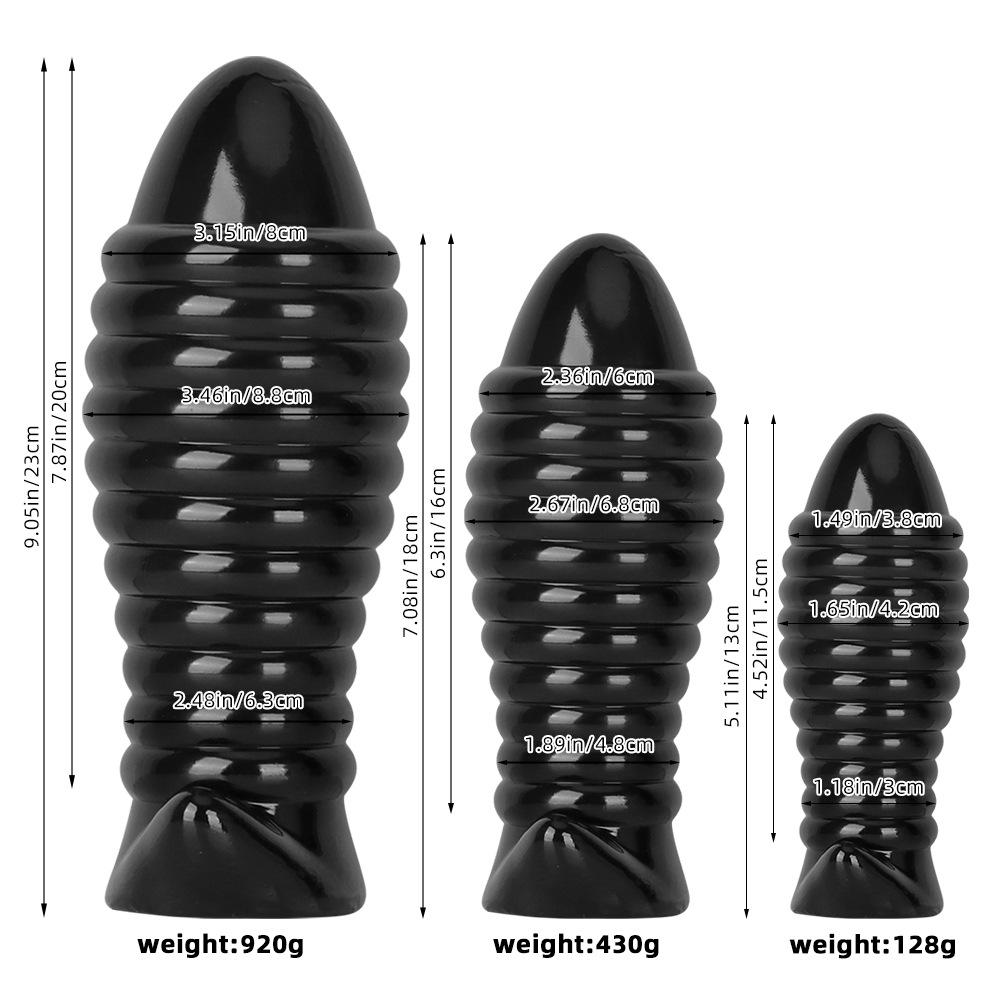 Extra Large Threaded Butt Plug Anal Black PVC Dildo Masturbator Big Dick Sex Toys Fisting Gay BDSM 18+