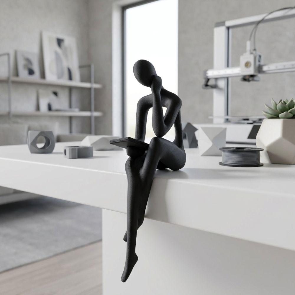 Minimalist Abstract Thinker Sitting Figurine Plastic Tabletop Human Decor Tabletop Shelf