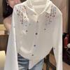 Frühlingsbesticktes Retro-Langarmhemd im chinesischen Stil für Damen