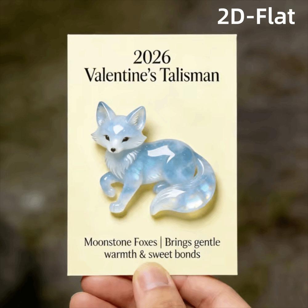 

2D-Flat Hot With Card Lucky Crystal Fox Hand-Carved Mini Size Crystal Fox Figurine Mini Statue Decor Decorative Gift