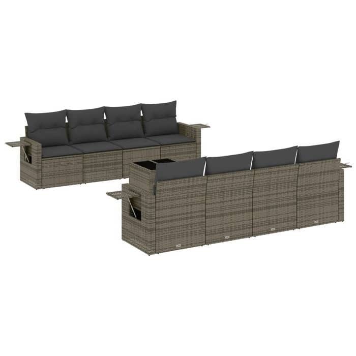 VidaXL Garden Lounge Set with Cushions 9 Pcs, Patio Sofas, Patio Furniture Set, Outdoor Furniture, Grey 3219949