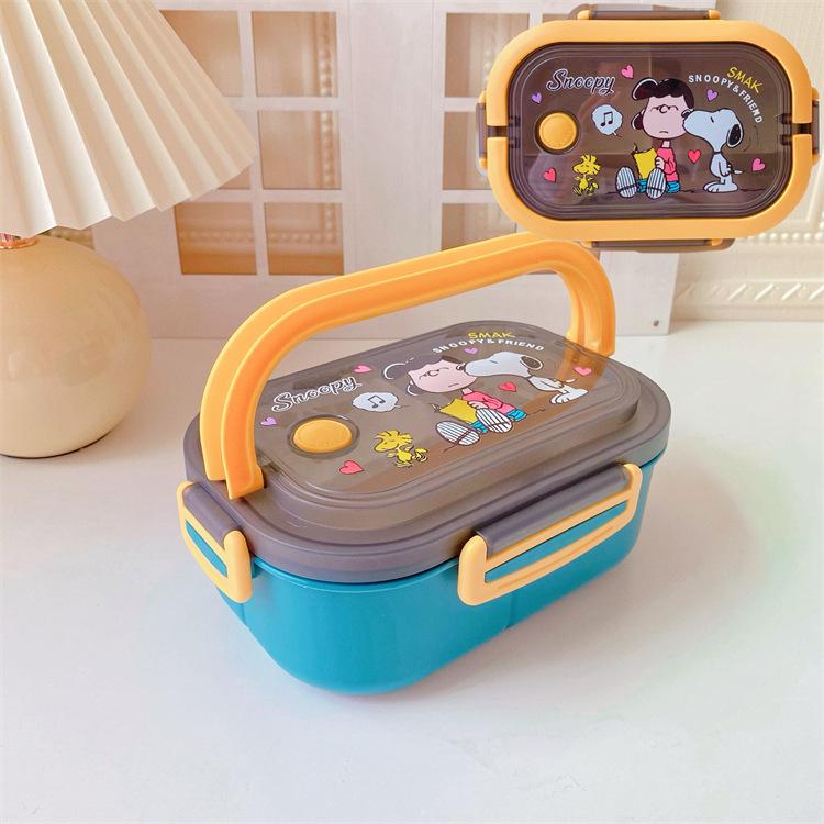Portable Japanese Double-Layer Bento Lunch Box for Students & Office Workers - Large Capacity, Cartoon Design
