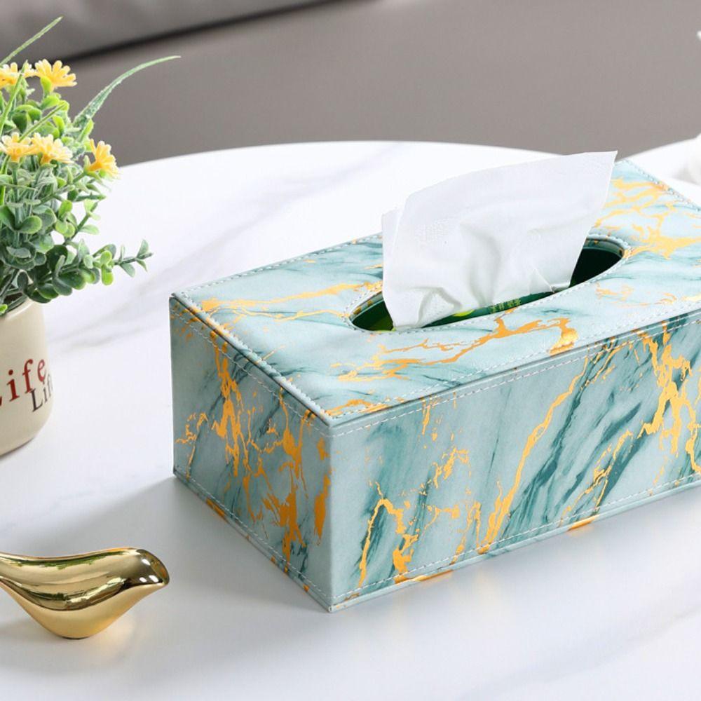 Large Capacity Marbling Leather Tissue Box Nordic Style Napkin Holder Paper Container  Restaurant