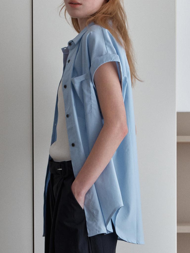 Elssibeui Pocket Point Short-Sleeve Shirt_Skyblue
