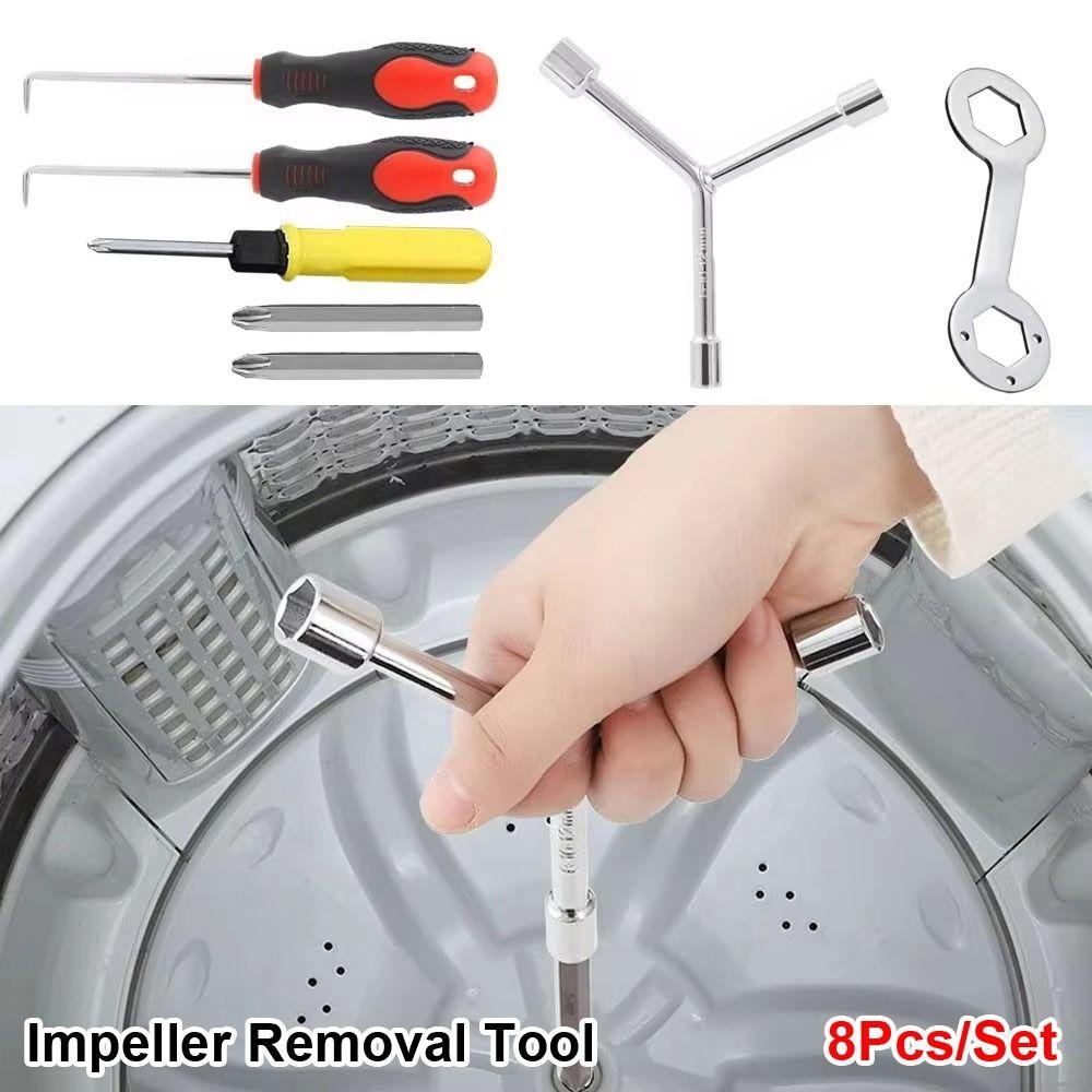 1Set Carbon Steel Impeller Removal Tool Inner Drum Wrench Screwdriver Set Hardware