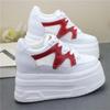 Fashion 12CM Air Mesh Microfiber Leather Autumn Vulcanize Fashion Women Chunky Sneakers Mixed Color Platform Wedge Causal Shoes