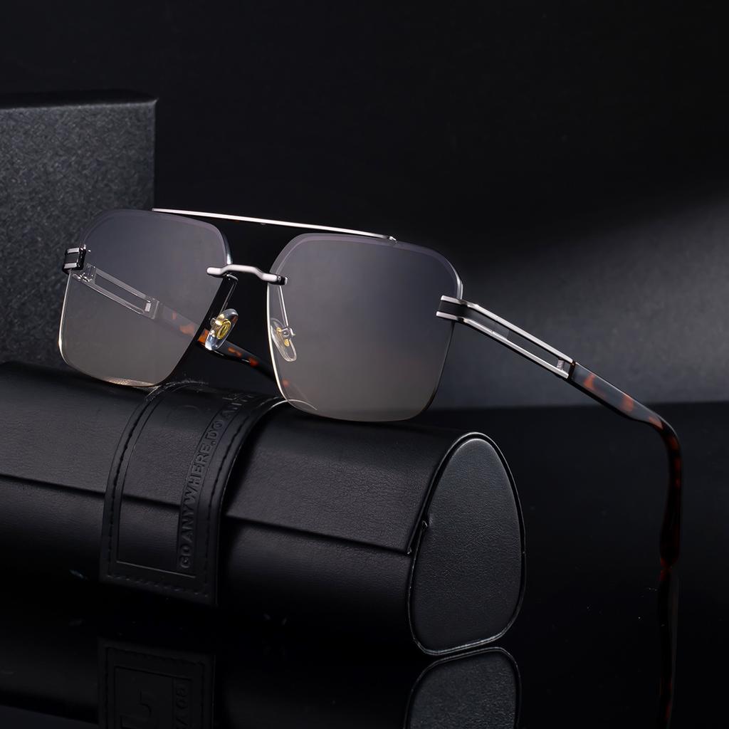 JYL TS Men's Semi-Rimless Retro - Double-Bridge Sun-Protective Trendy CY-98379