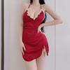 Sex underwear sexy satin chiffon split-ended cross suspender skirt seduction nightclub princess dress flirting suit