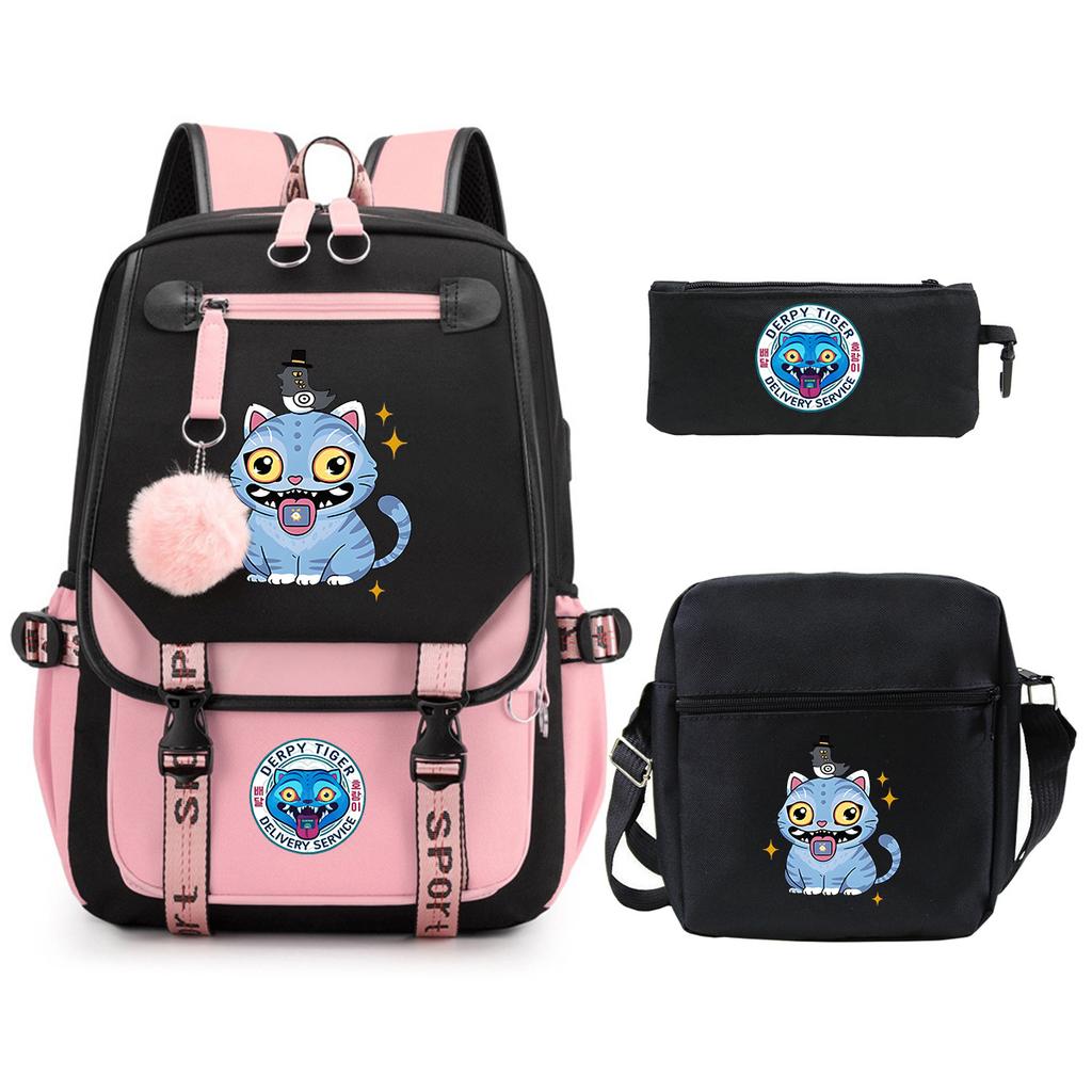 Witch Hunters Cartoon Peripheral Printing Children's Backpack Cross-border New Student School Bag Three-piece Shoulder Bag Pencil Bag
