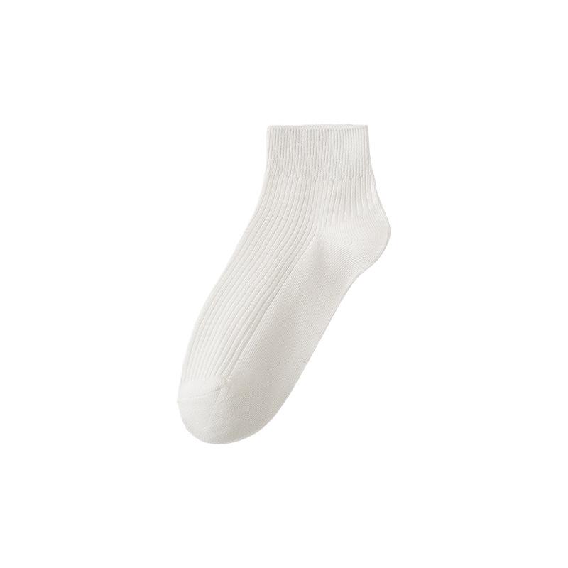 5 Pairs Women's Socks Spring Summer Pure Cotton Short Socks Solid Color Double Needle Style Fine Combing Cotton Middle Tube Socks